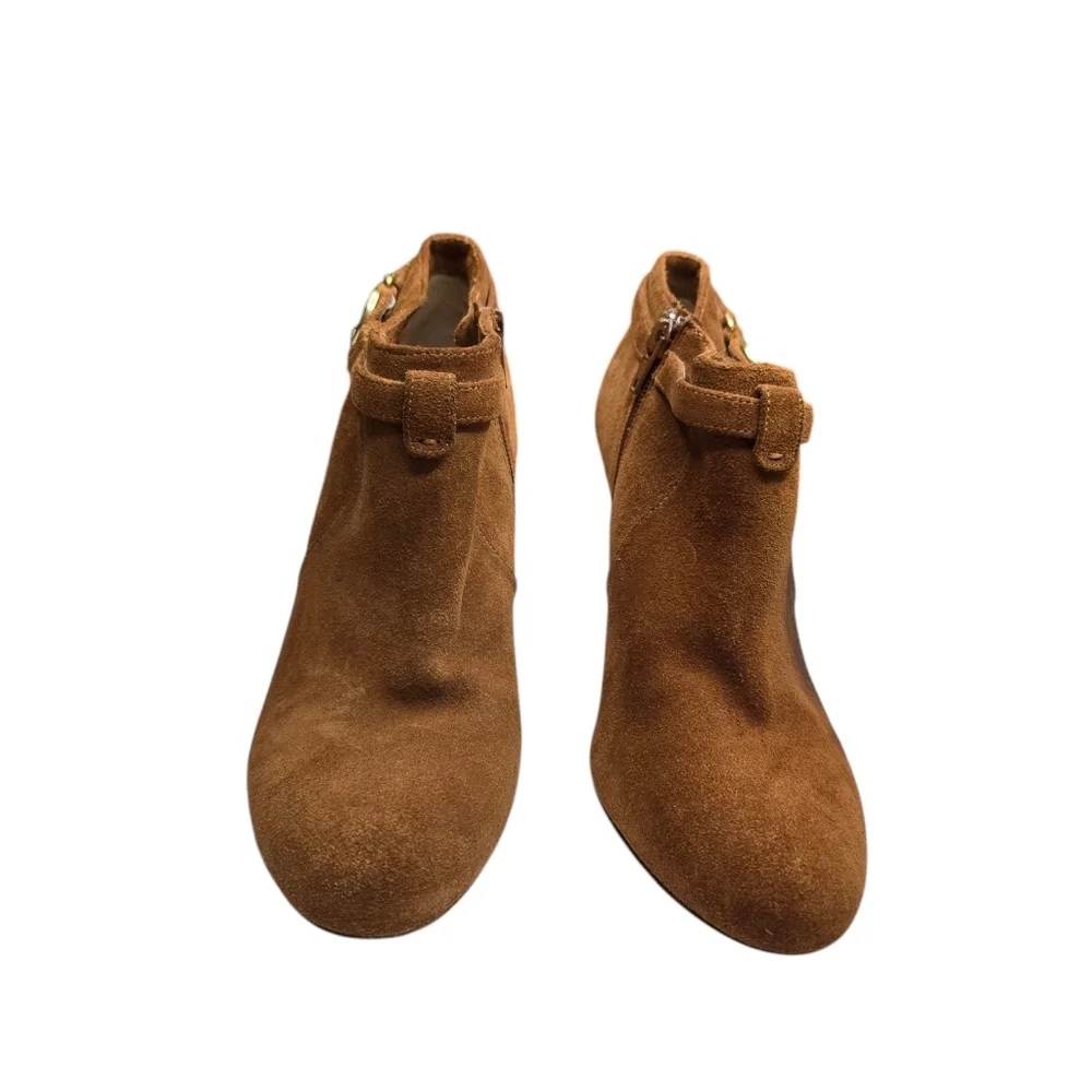 Coach Salene Suede Light Brown Ankle Heel Booties 8.5B - Picture 2 of 9